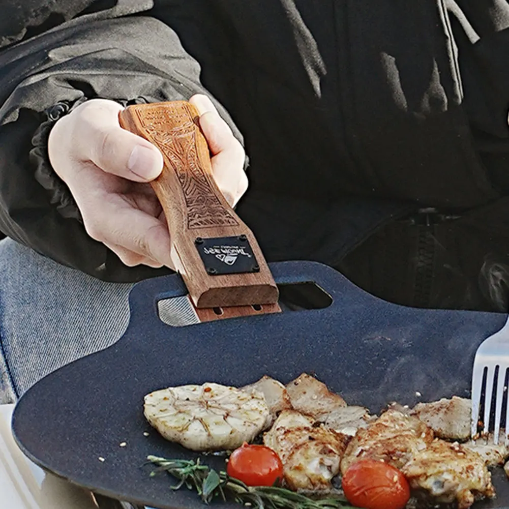 Outdoor Natural Wood Grill Pan - Camping Hiking Cooking recension och pris